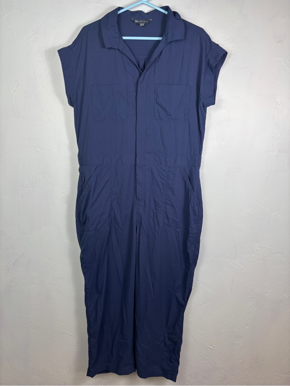 Title Nine Navy Blue One-Piece Jumpsuit short sleeve collared